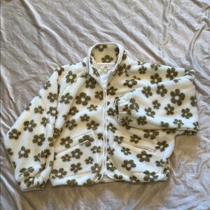 Entro White and Olive Floral Jacket